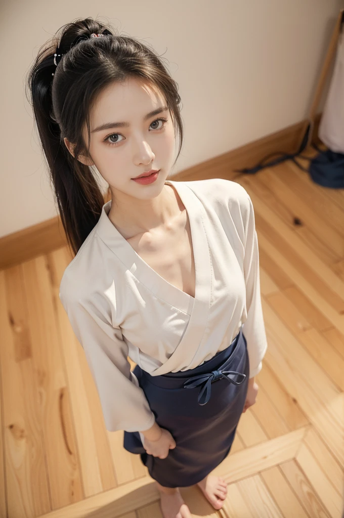 ultra-detailliert、masterpiece、top-quality、超A high resolution、8K、high-level image quality、Real live-action、Photogenic clarity、A detailed eye、gradients、perfect anatomy body proportions ,Beautiful Female Teacher, thighs thighs thighs thighs、18year old、Walking along the corridor、Office Clothes, Wearing a black luxury silk blouse, ((((Tight))),slacks), black masks, japanaese girl, Neat and clean Japan woman, goddess of Japan, Business attire, businesswoman, Silk, Wearing an ultra-thin shirt, silky garment, wearing business casual dress, super detailing, realistic skin textures, Detail Face, Beautiful detail eyes, make - up、Sparkling eyes、shiny lip、high-heels、FULL BODYSHOT、