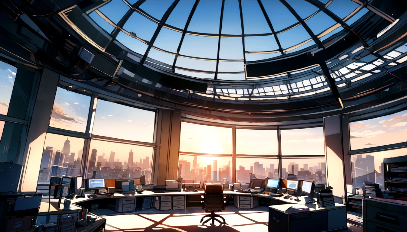 Zoom Office Background Variable Income Trading Desk, Morning light, Windows, City View
