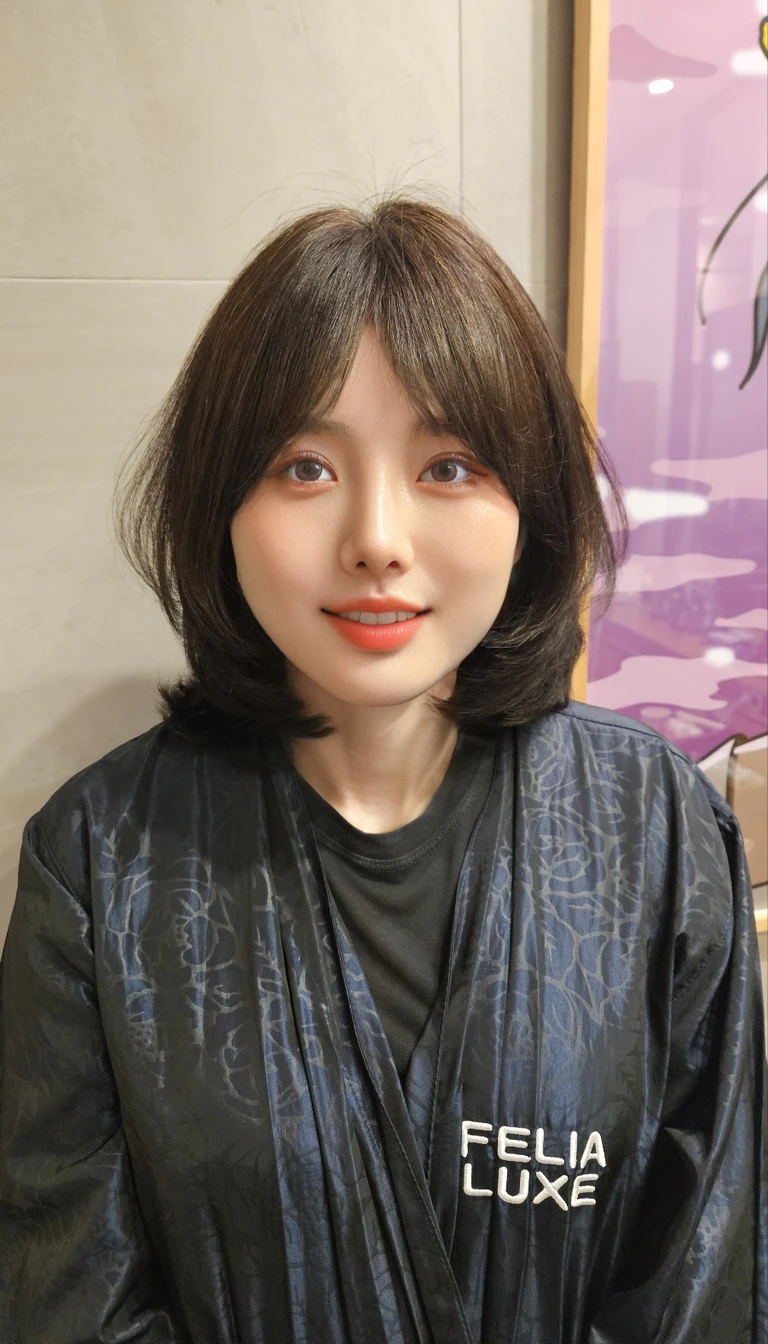 Best Quality, 8k, Masterpiece, (Portrait: 1.3), (photo realistic:1.4), (hyper realistic:1.4), Sharp Focus, looking at viewer, (smoother lighting:1.1), (increase cinematic lighting quality:0.9), realistic lighting, backlighting, light on face, ray trace, (brightening light:1.2), (Increase quality:1.4), sharp detail, (best quality real texture skin:1.4), finely detailed eyes, black_eyes, finely detailed face, 25 year old Korean woman