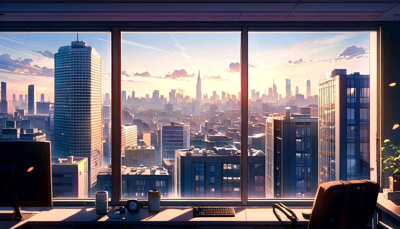 Zoom Office Background Morning Light, Windows, City View