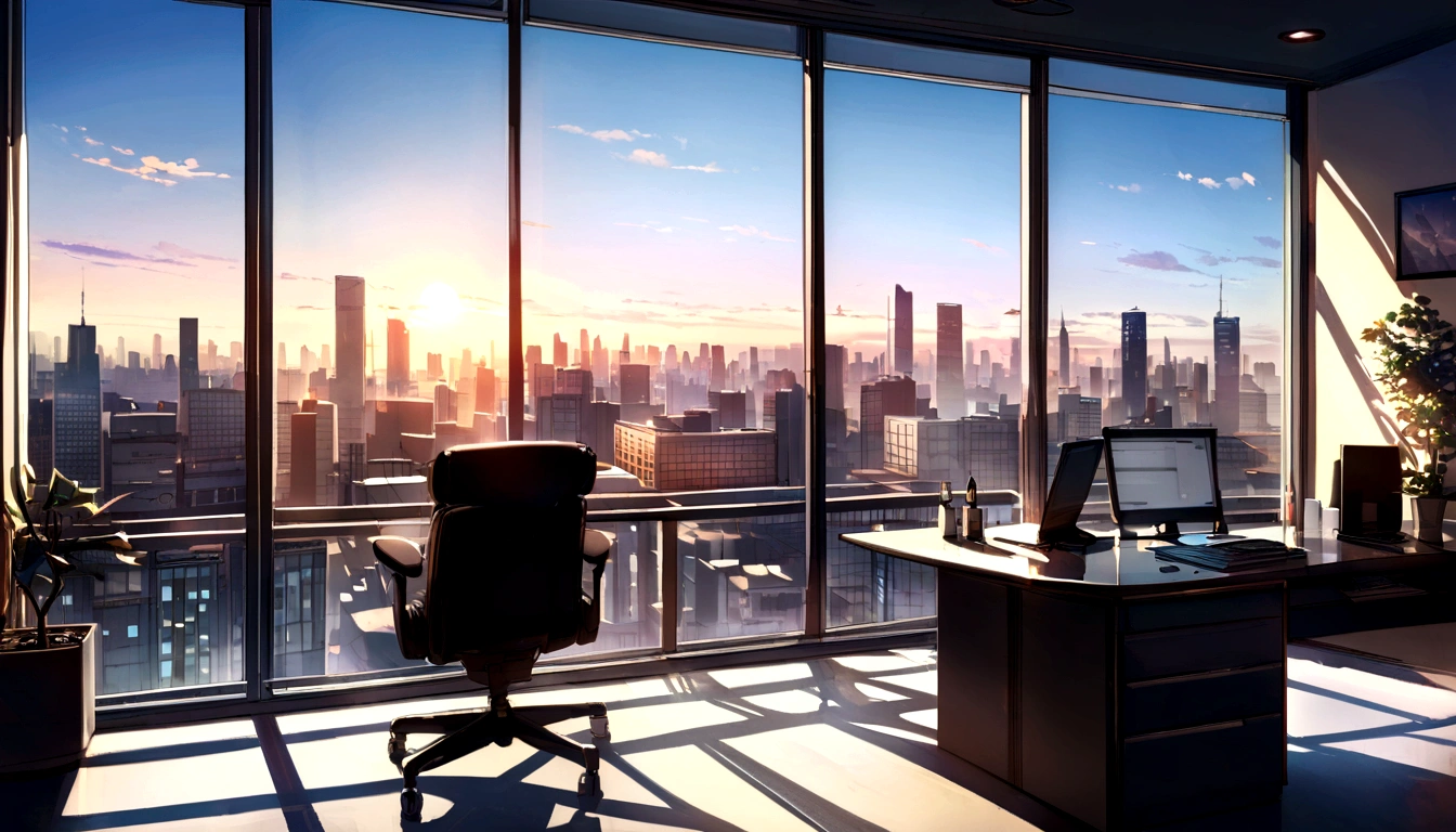 Zoom Office Background Morning Light, Windows, City View