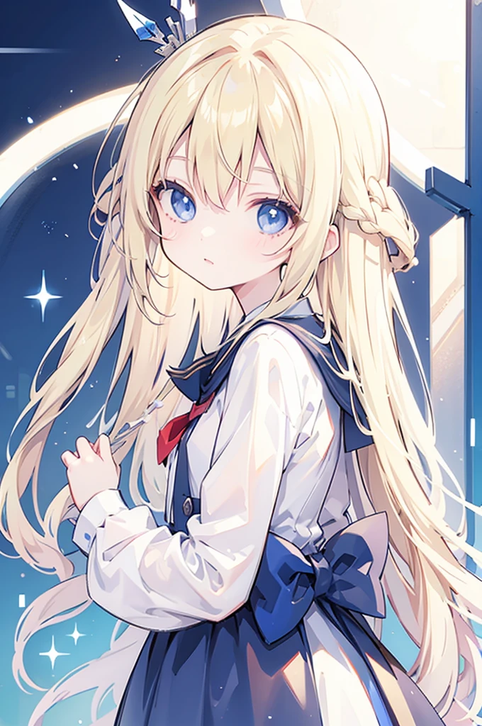 Blonde、Long Hair、blue eyes、Honor student、cute、