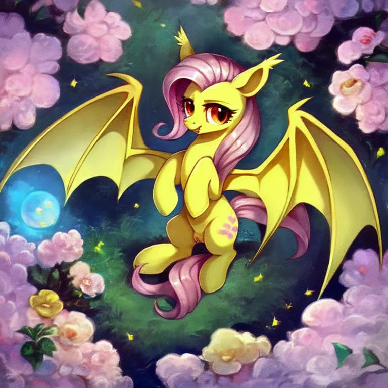 score_9, score_8_up, score_7_up, score_5_up, FLuttershy bat, pony, antro, beautiful, masterpiece, best quality, extremely detailed face, perfect lighting, DarkFantasy-700, dark, gothic, horror theme, glowing, glowing red eyes, dynamic pose, wings show vagina make vagina showing pussy vagina and pussy