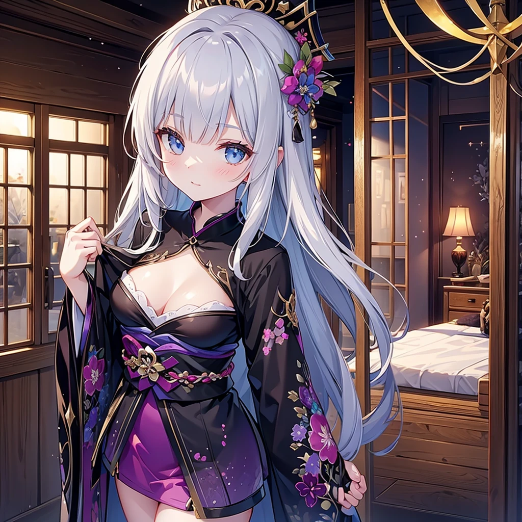 khd，One person girl，Plump，City night view，Genshin Style，Ayaka Kamisato version，lingerie