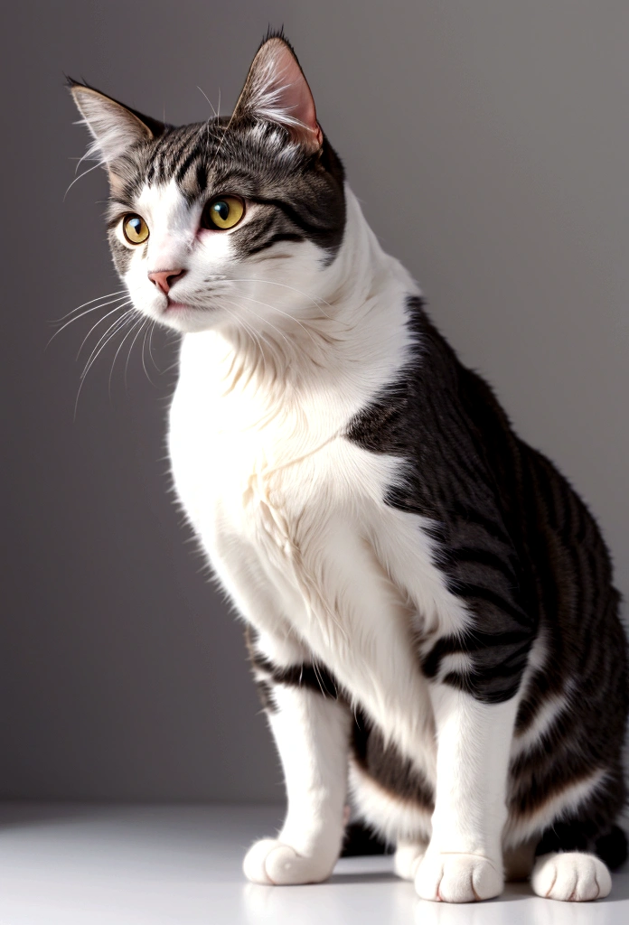 a cat,Standing,White background