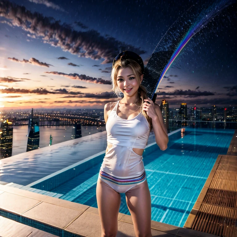BloodRed, White in Pearly RainbowColors,ExtremelyDetailed(ProfessionalPhoto of Girl Floating in the Sky:1.37)ZoomLayer{Stunning|Mystic|GodRays|Haze}, 57th floor infinity pool in the urban forest. (Masterpiece 8K TopQuality:1.2)(ExtremelyDetailed NOGIZAKA face:1.37) ElaboratePupil with (SparklingHighlights:1.28) DoubleEyelids with Voluminous LongEyelashes PUNIPUNI RosyCheeks (Joyful Expressions LifeLike Rendering) MotionBlur  BREAK  (Acutance:0.77) PUNIPUNI Radiant Impeccable PearlSkin with Transparency White(Skinny SchoolSwimwear) {(HiddenHand)|((Corrected BabyLike Hand))} Whole Body Proportions and all limbs are Anatomically Accurate, {Carnation|Tulips|(Rose)} [FlowerWreath WrappedBody Full of Flowers Covering girl's body] {((Dazzling RainbowColorHorizon))|ColorfulSky|ColoredClouds|(Starly Particles)}(extra limbs:-1.4)(Not Detailed Face:-1.37)(Not Detailed Hand:-1.28), Drawing infinity pool reference to the rooftop of Marina Bay Sands