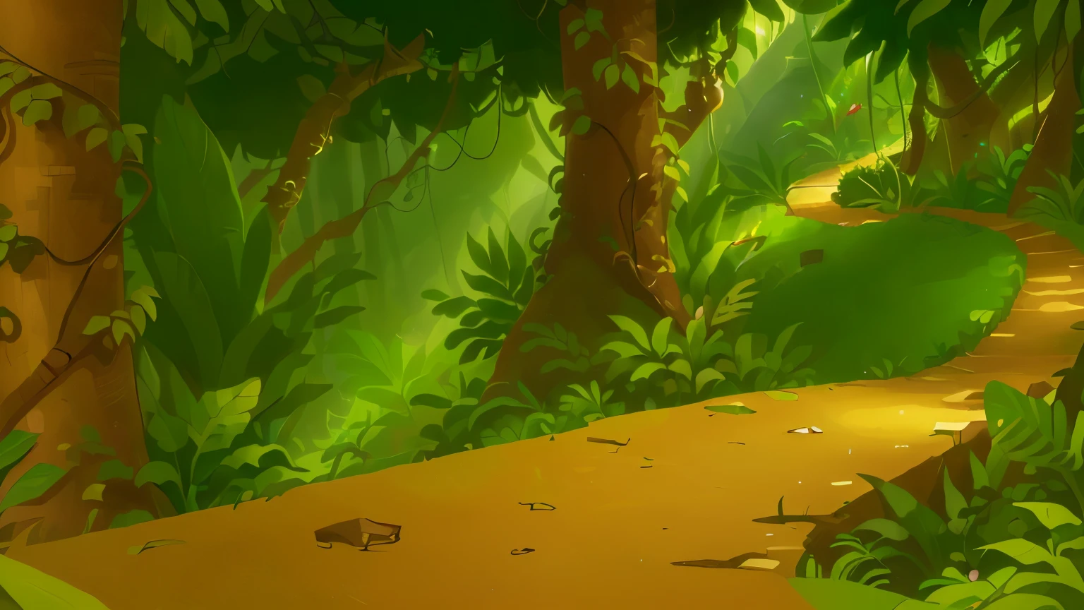 there is a cartoon picture of a path in the jungle, background jungle, jungle background, jungle environment, jungle as the background, the background is lush jungle, mobile game background, the jungle at the background, green jungle background, art nouveau jungle environment, jungle in background, rainforest background, jungles in the background, background art, 2 d game art background