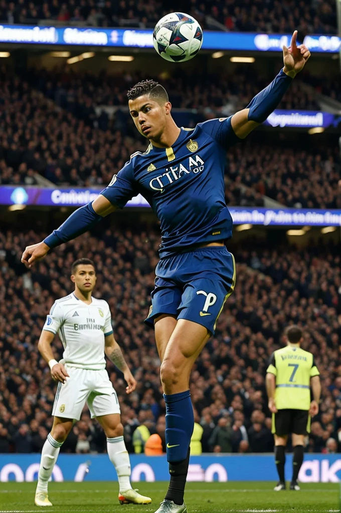 Ronaldo taking free kick of 65 yards