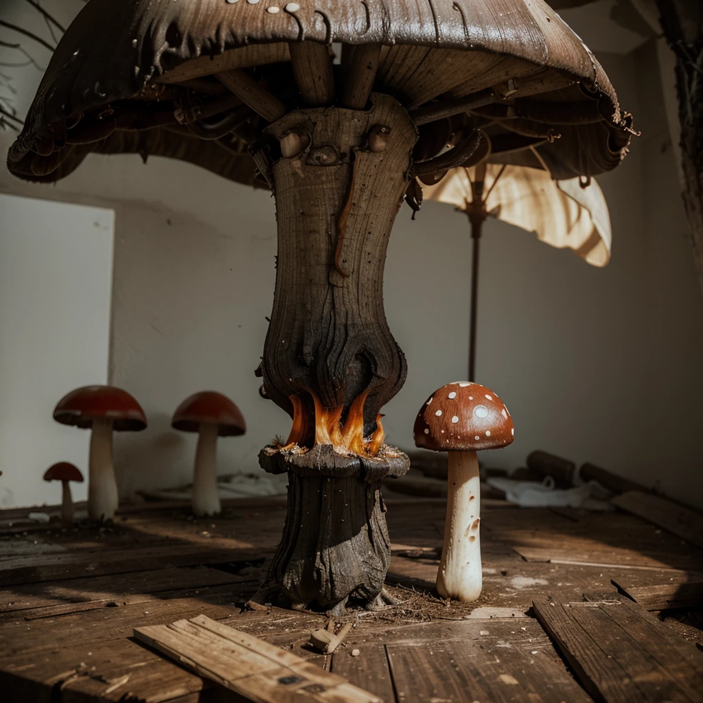 I want a drawing of a demon inside a mushroom