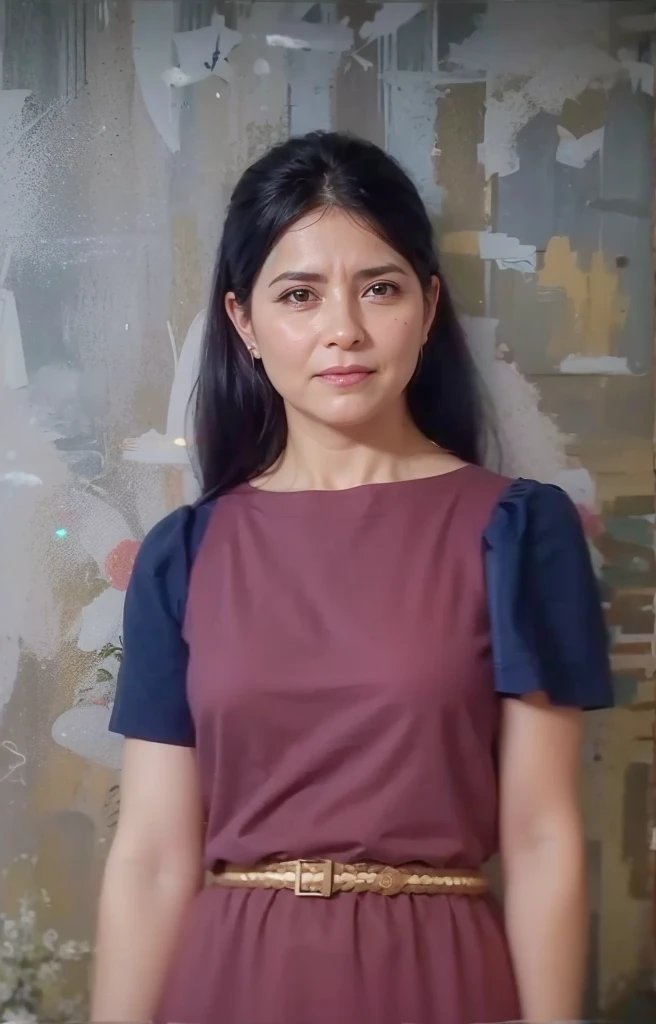 a realistis spanish woman face age 27 years  wear a blue dress,ultra hd 8k