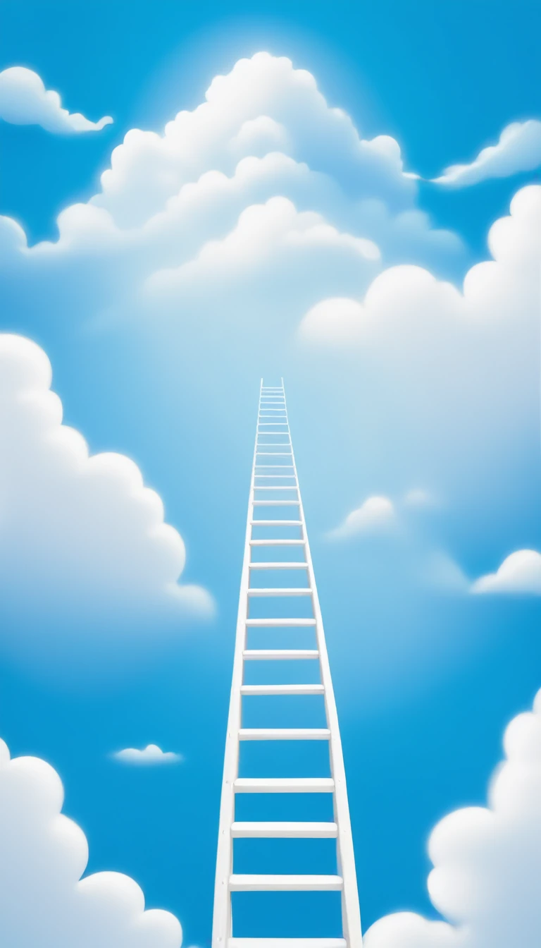 Blue background,White ladder,White Cloud