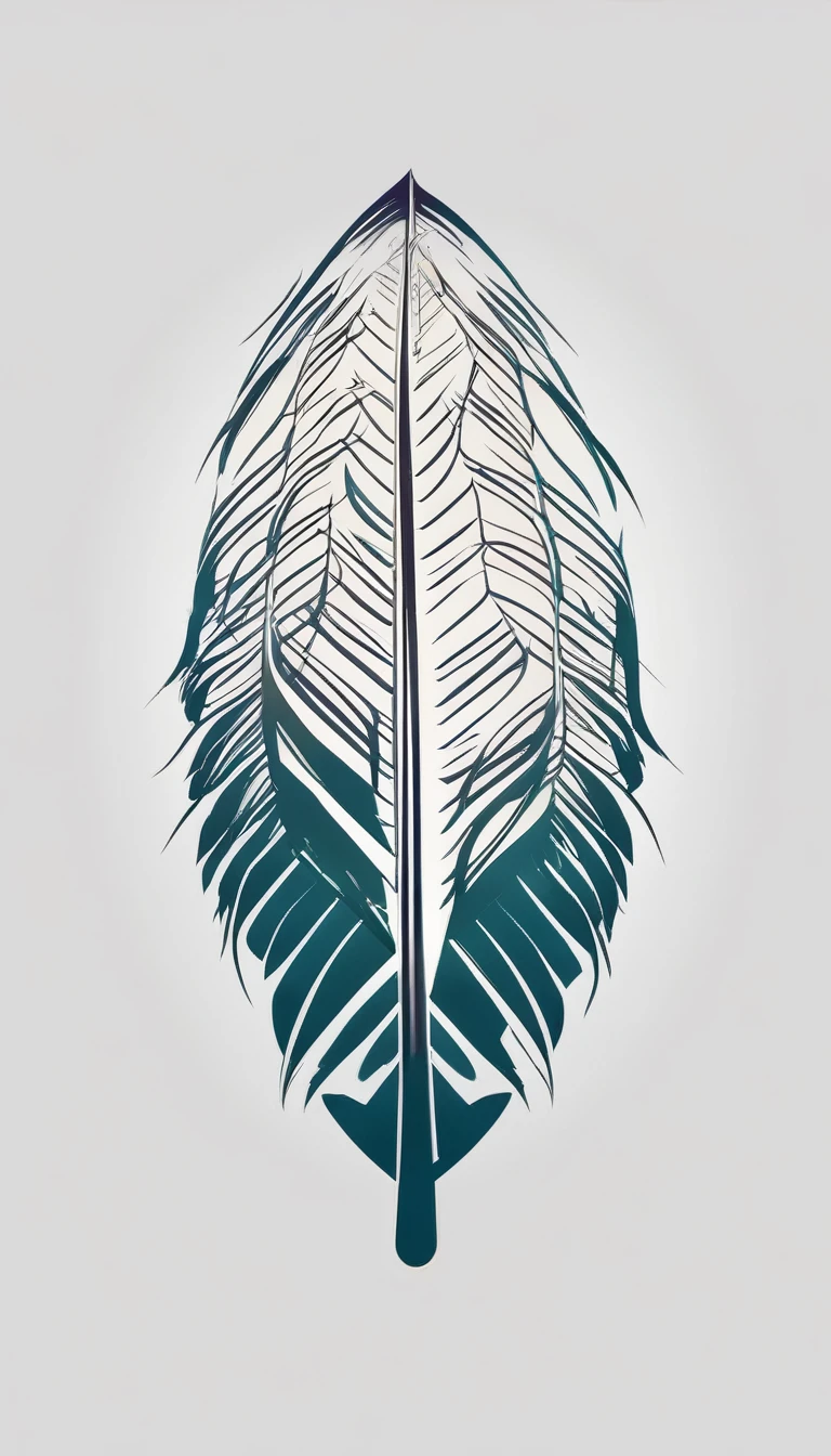 Create a logo design of a special, unique, poetic, minimalistic feather that represents a special creative brand called " Penamemoria". The brand is created by an artist called Rafael Figueiras. The logo must convey the sense of storytelling and music. Must include a boy, one acoustic guitar, a feather and a fantastic bird. Logo design and icon design present and impressed on a white t-shirt.
