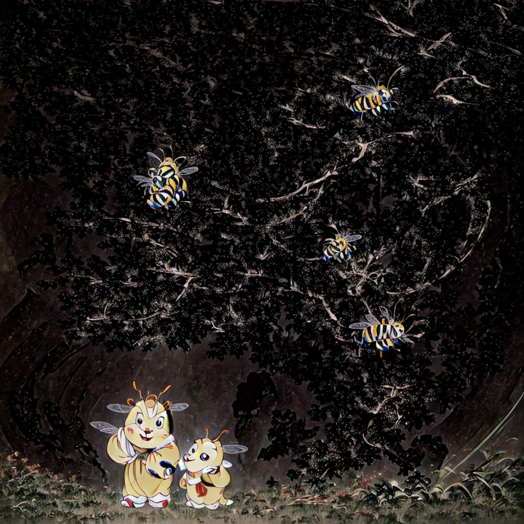 A cartoon character,Big head, , Cute cartoon characters, human structure bee concept art, Animated Characters, gentlemen. Halo character design, High-quality character design, Lovely characters, Animated Characters设计, Chiba Yudai, Cute coronavirus creature, qiangshu, Interesting character design