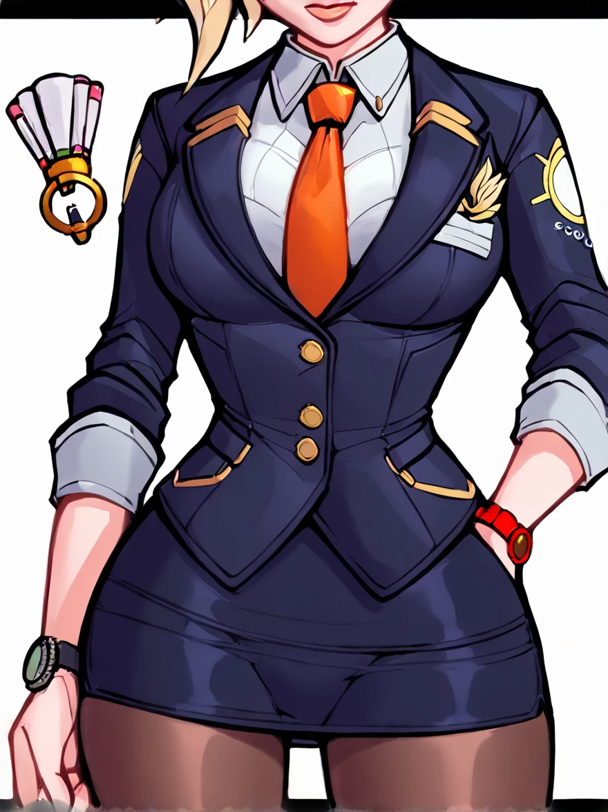 score_9, score_8_up, score_7_up, score_6_up, score_5_up, score_4_up,
BREAK
1girl, mercy \(overwatch\), blonde hair,
BREAK
solo, standing, skirt suit, (((three-piece suit))), silk necktie, blazer, (((suit jacket))), (((waistcoat))), double-breasted waistcoat, (((bodycon miniskirt))), (((pencil skirt))), cufflinks, tie clip, pocket square, pocket watch, pantyhose,
BREAK
white background, simple background, 