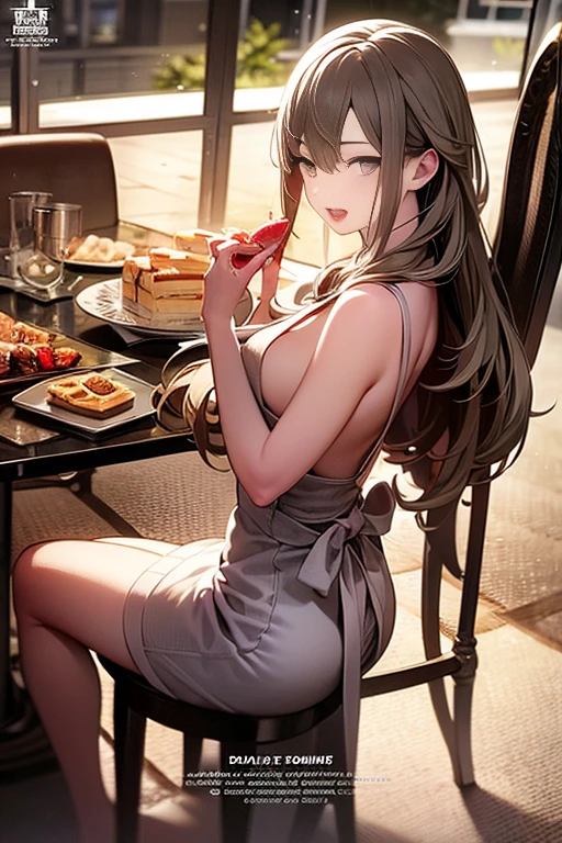 (from above:1.2),18 year old beautiful girl,Purplish blue eyes that dreamers desire,(Blonde hair) , small stature, ,,(masutepiece:1.2, Best Quality),(finely detailed beautiful eye: 1.2),(beautifull detailed face),(perky chest:1.1),(pointed chest:1.2),(cakes magazine cover:1.5),(Best Illumination, extremely delicate and beautiful),sexy pose,make a cocktail , in a bar counter,Ultra Contrast,Braid a little around the ears, White long dress, (very detailed),(Raw photo, highest quality),(realistic, Photoreal:1.3), high detail, very detailed complex 3D rendering of face, (very detailed skin:1.2), dynamic angle, fire glow effect, professional lighting, side light, cinematic light, a super high resolution, 8K , best shadow, particles of light, Fine skin texture, detailed face, intricate details, Super detailed, shine, Please reconsider, full body,, beautiful face, shiny skin, thin, nice companion, delicate body, thin legs, naked apron, ((crawl on all fours:0.4)), beautiful back, butt, turn around, A picture from a little behind, bend the body, the skirt is floating in the wind, Dark purple panties, thin Pubic hair ,(with sparkling eyes and a contagious smile), open mouth, highest quality, high resolution, Real World, Natural light, perfect Natural Light, 