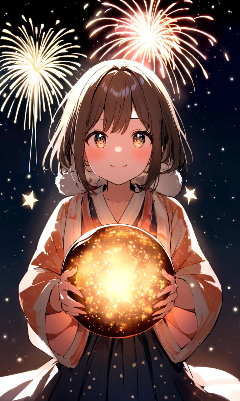 ((firework)), No background, 中にfireworkが入ったガラス球, 球状のfirework, Complex and shining atmosphere, Magic Particles, Bottle of stars, Glass and Light, Beautiful and intricate glass spheres, New Year's Eve, Sparks and liquid fires, 大きなfireworkが1つ,Magic Particles, Luminous sphere, Magic Particles in the air, Spherical lightning, sparkling in the air,colorful,日本のfirework