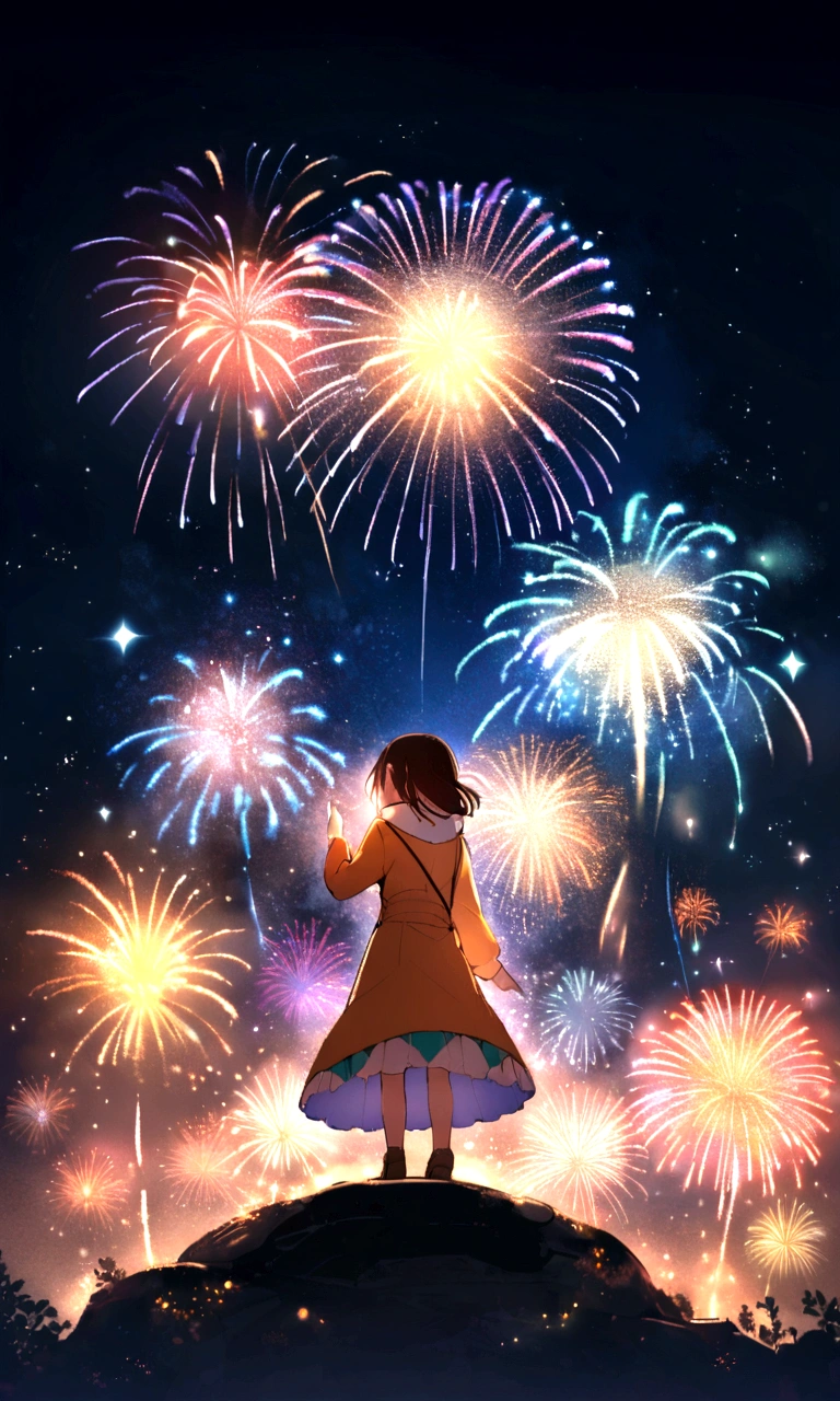 ((firework)), No background, 中にfireworkが入ったガラス球, 球状のfirework, Complex and shining atmosphere, Magic Particles, Bottle of stars, Glass and Light, Beautiful and intricate glass spheres, New Year's Eve, Sparks and liquid fires, 大きなfireworkが1つ,Magic Particles, Luminous sphere, Magic Particles in the air, Spherical lightning, sparkling in the air,colorful,日本のfirework