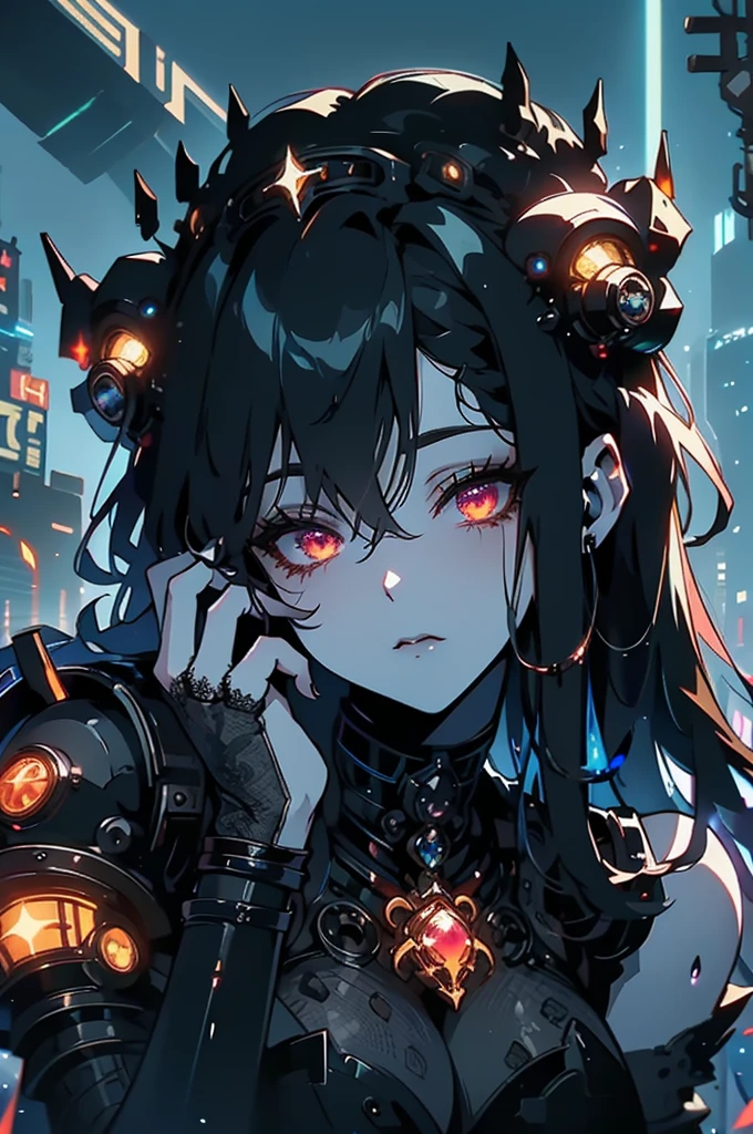 In the grimy depths of a cyberpunk cityscape, a hulking cyborg girl composed of mismatched metal parts looms ominously. This digital painting captures the essence of a post-apocalyptic world where technology runs amok. With a backdrop of neon-lit skyscrapers and flickering holograms, the cybernetic monstrosity sparkles with intricate circuitry and glowing LED lights. Its mechanical limbs are twisted and rusted, yet exude a twisted beauty that mesmerizes the viewer. The image is rendered with astonishing detail and depth, immersing the audience in a hauntingly captivating vision of a twisted future.