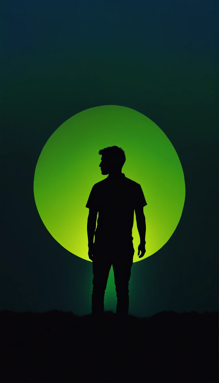 People silhouette，Half of the canvas，Waiting without leaving any blank space