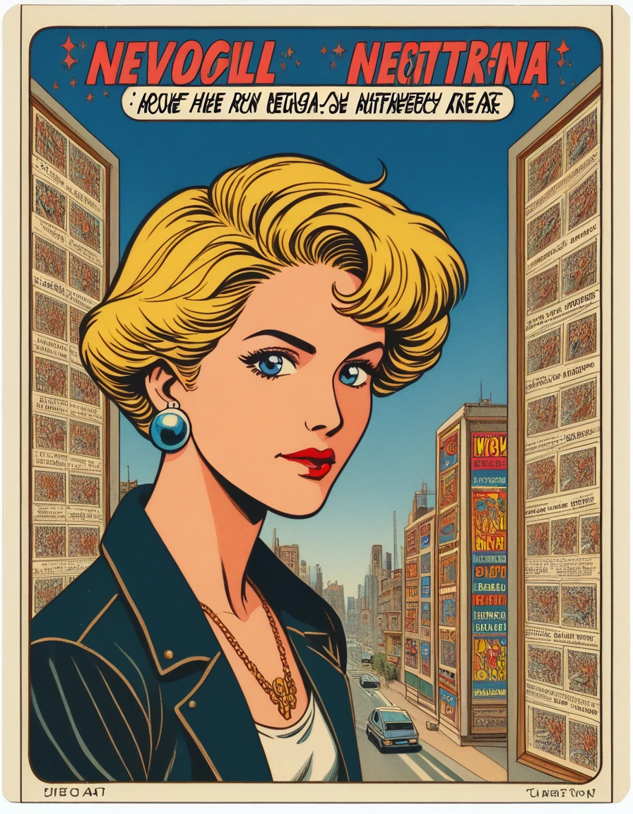 Quadrinhos americanos, The comic is presented in several irregular panels with colors. A professora da aula para seus alunos. The style is exaggerated and detailed