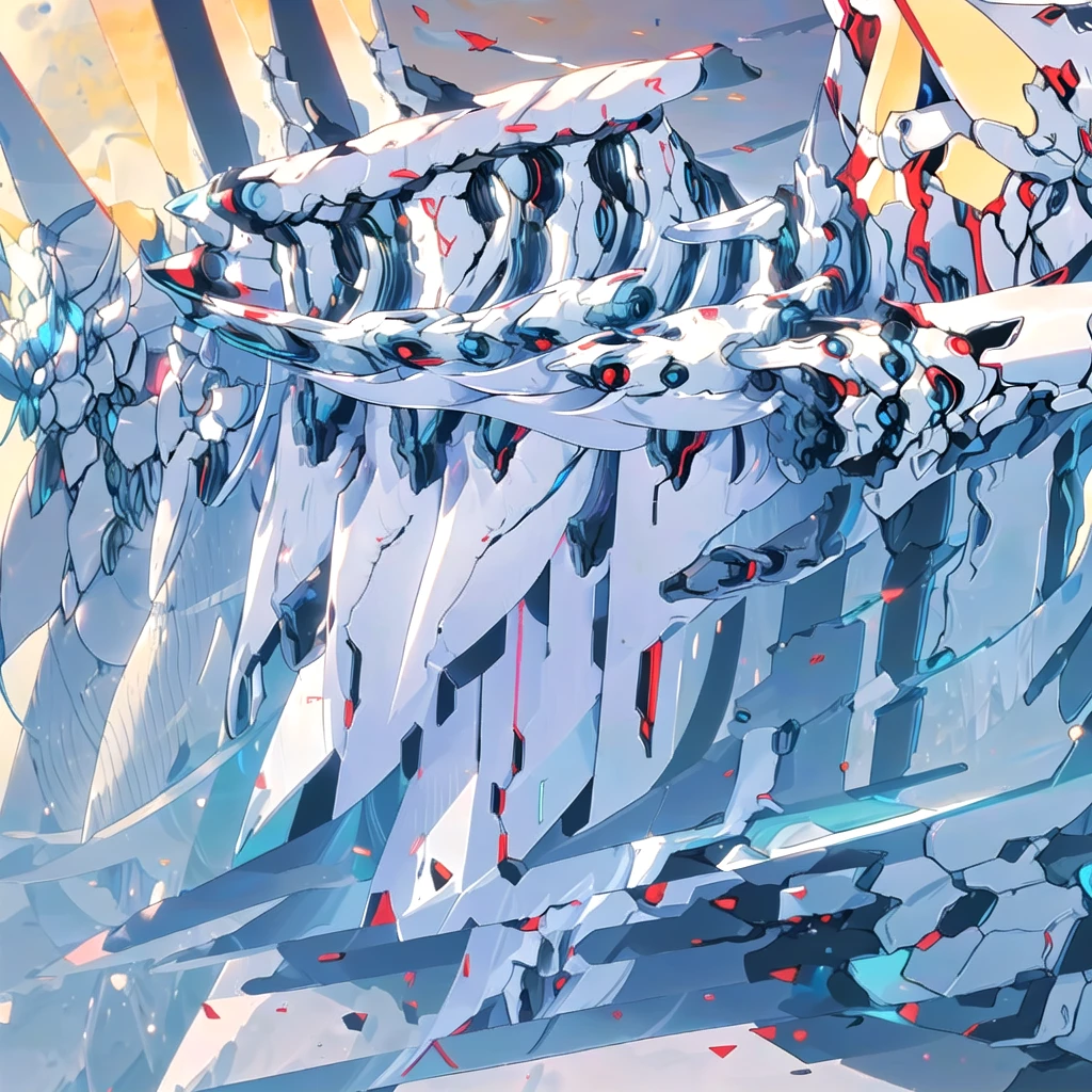 masterpiece, highest quality, highest resolution, clear_image, detailed details, White hair, long hair, cat ears, 1 girl, red eyes, white pantyhose, sci-fi military clothing, white scarf (white scarf around the neckwith a light blue glow), gray futuristic halo (gray halo over the head), white wings (4 wings), cute, fulld body, no water marks, outer space