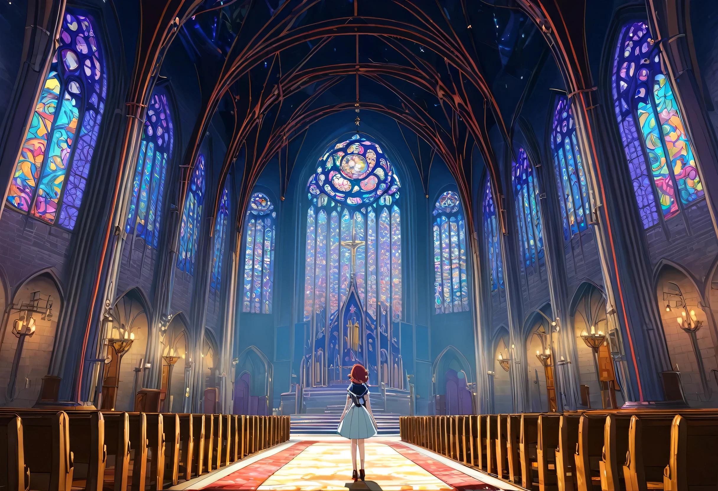 Anime Art of a woman standing in a church with a man and a woman, colorful Anime movie background, Anime Background Art, Beautiful peaceful scene in anime, Beautiful anime scene, Anime fantasy artwork, Anime movie background, Colorful concept art, anime art wallpaper 4k, anime art wallpaper 4k, Anime fantasy illustration, Spectacular artwork of anime, Anime Art Nouveau Space Display、beautiful.Fairy tale、So beautiful、