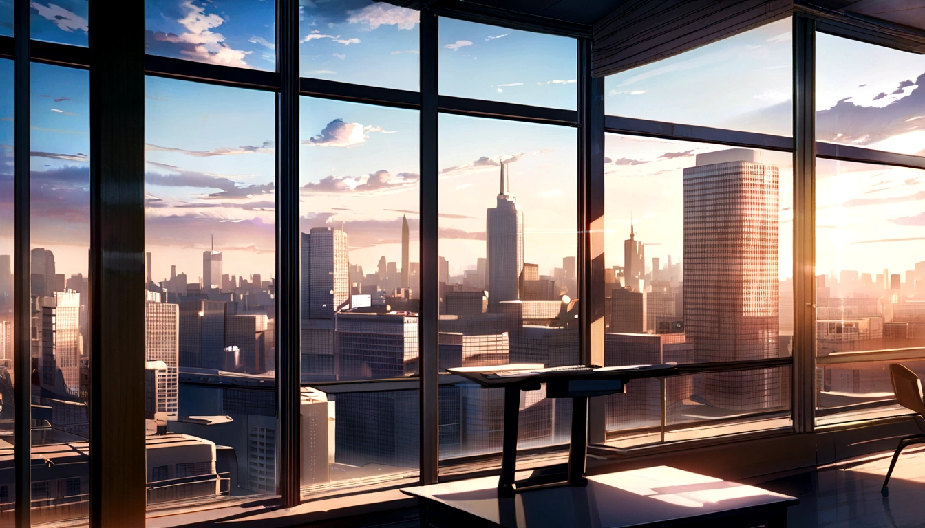 Zoom Office Background Morning Light, Windows, City View