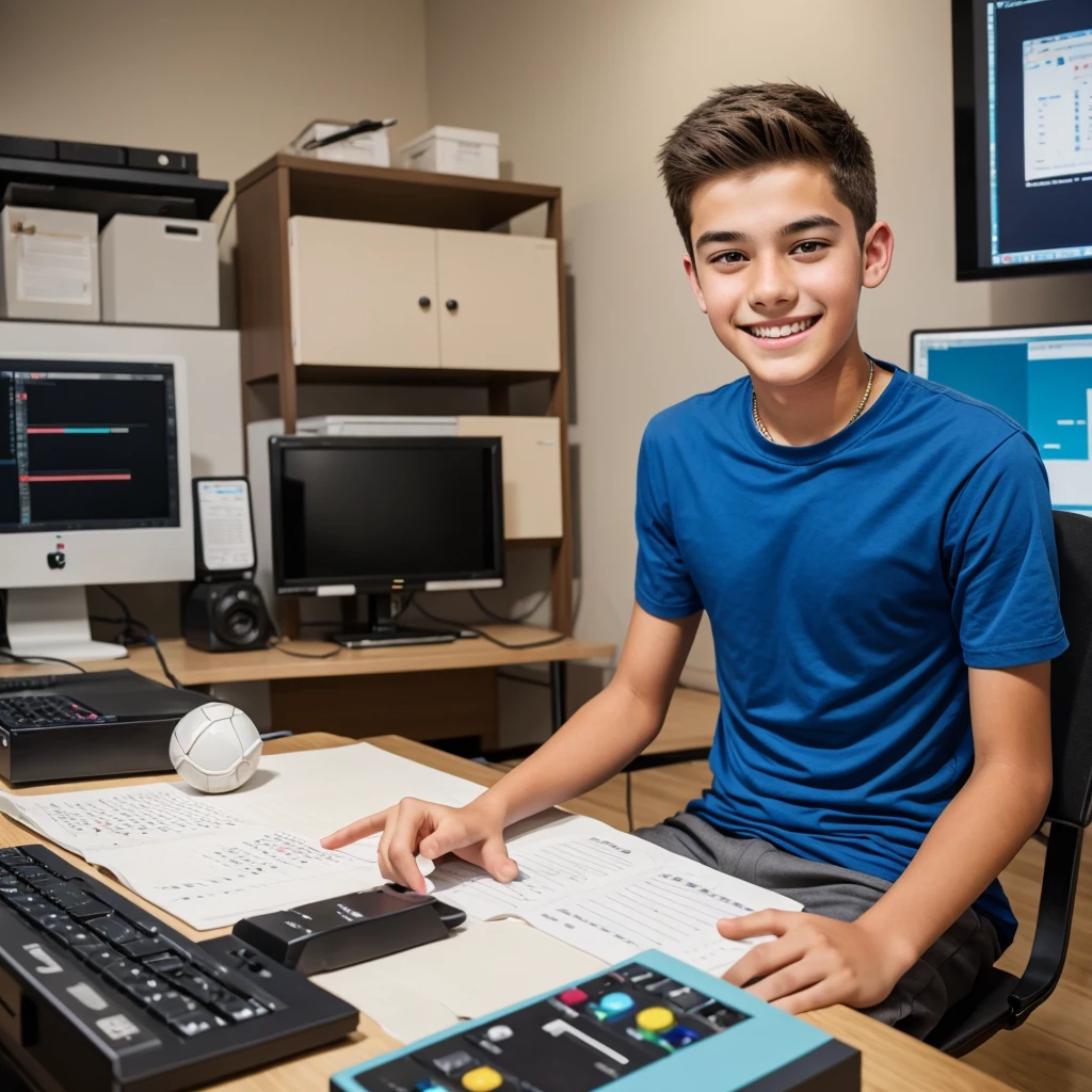 18 YEAR TEEN BOY TEACHING THIRE AUDIENCE ABOUT EDITING WITH SMILE ON HIS FACE