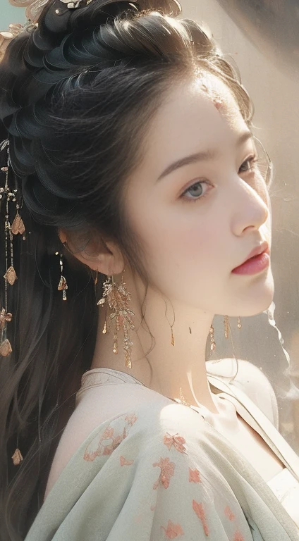 (masterpiece), (best quality:1.4), Ridiculous, [:Intricate details:0.2], 1 girl, (Naked Towel), (fountain, hot spring:1.2), hydrated skin, (FOG:1.2), mist, Glowing skin, radiant skin, (partially submerged in the hot spring:1.2), (wet hair:1.2), mist, wet, moisture,full-body shot