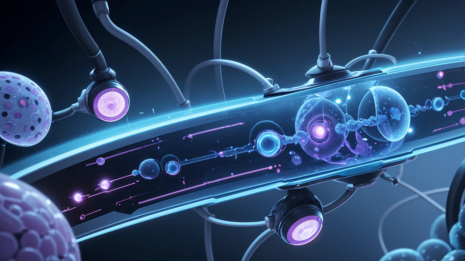 "Visualize a futuristic scene inside the human body, with tiny nanobots circulating through the bloodstream. These nanobots are actively repairing damaged cells, fighting off infections, and reversing aging processes at a microscopic level. The image should convey the precision and advanced capabilities of these tiny machines, highlighting their role in revolutionizing healthcare."