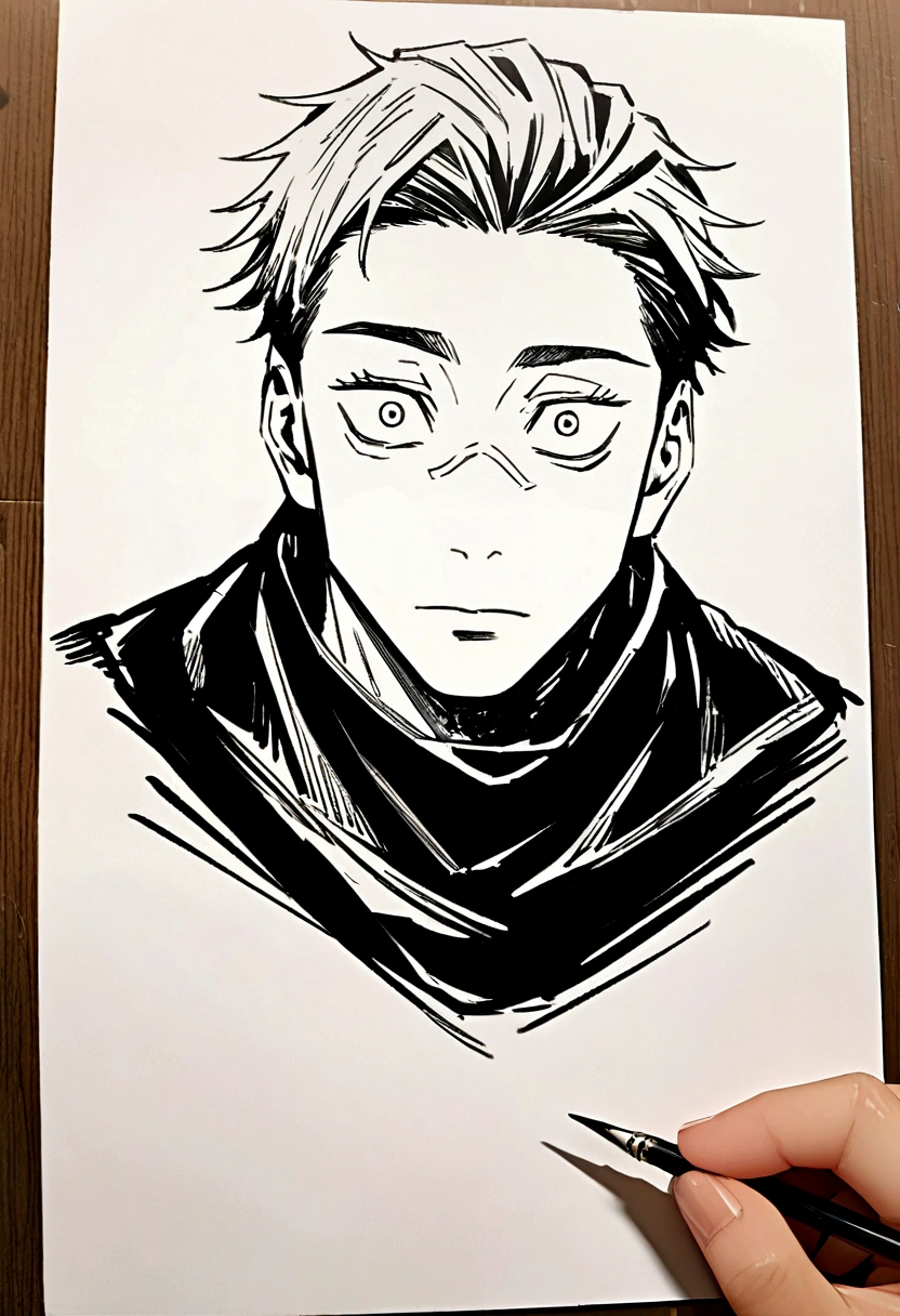 Draw a drawing of the character Satoru Gojo from (anime jujutsu kaisen).