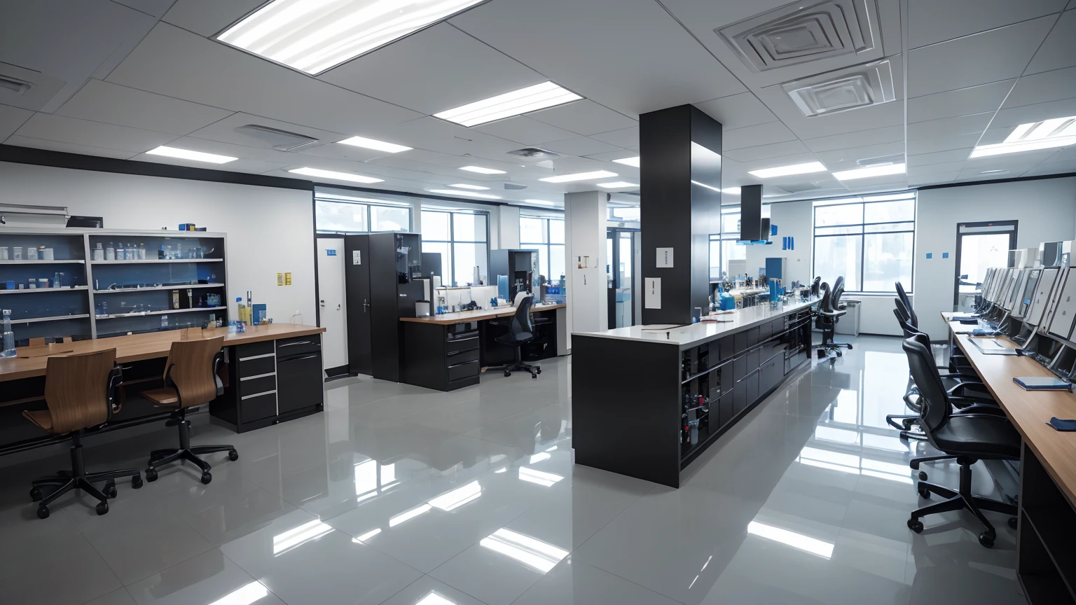 "Picture a sleek, modern lab where scientists are testing anti-aging drugs. Show various pills and supplements, such as resveratrol and metformin, with glowing effects to signify their potential to extend lifespan. Include scientists observing cellular changes under a microscope, indicating the molecular-level impact of these compounds."
