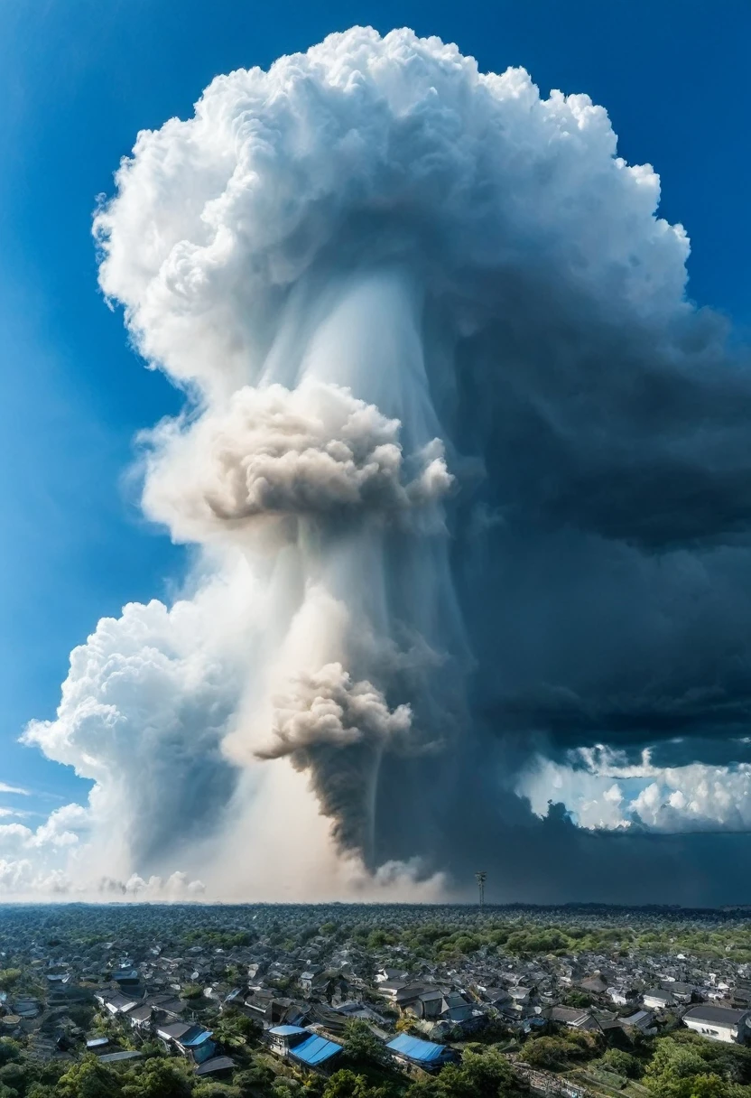 A huge tornado appears in the blue sky、Overwhelm the surrounding clouds。This natural phenomenon is、With its power and beauty,々surprise。but、Behind that beauty、Destructive power lurks。Shinkai Style