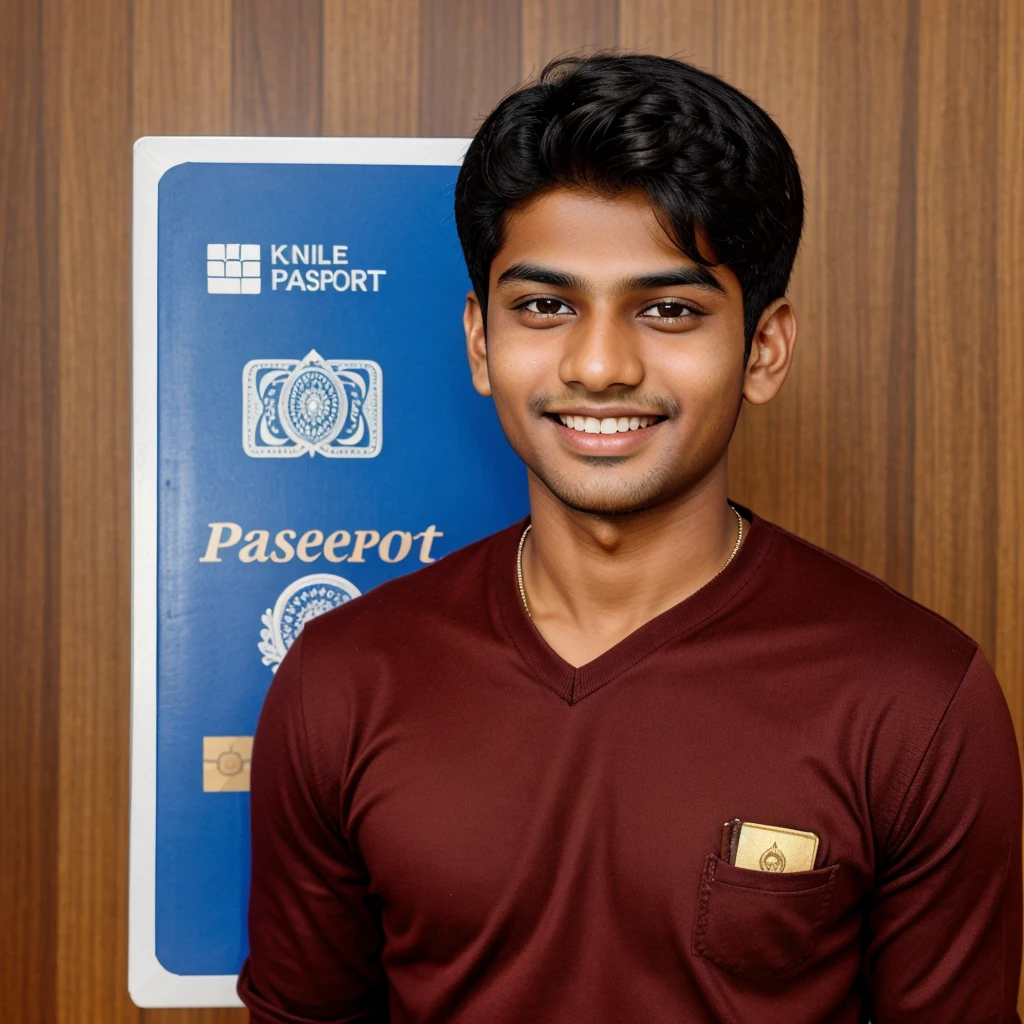 19 YEAR INDIAN BOY WITH SMILE ON HIS FACE, PASSPORT SIZE PHOTO