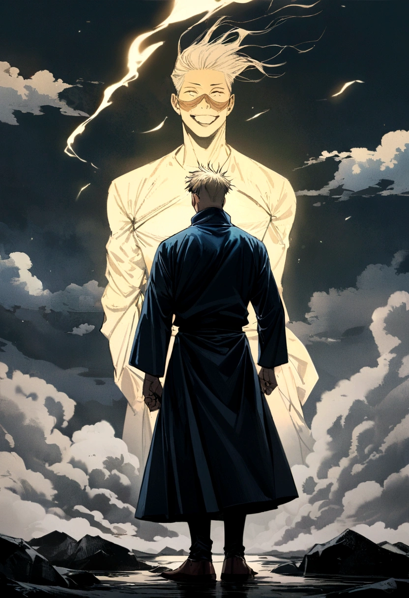 Draw a drawing of the character Satoru Gojo from (anime jujutsu kaisen). Do it full body.