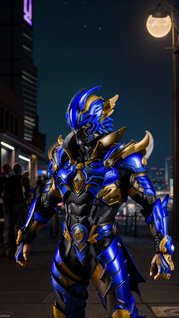 A man in fantasy-style full body armor, A fully enclosed helmet inspired by the Vajrayaksa, Composite Layered Chest Plate, Fully covered shoulder and hand guards, Lightweight waist armor, Close-fitting shin guards, The overall design is sturdy yet flexible, Black armor、 Gives off a noble aura, This character is、It embodies a hero wearing fantasy surreal style armor elaborately crafted in anime style.。, Exquisite and mature cartoon art style, (Bat Concept Armor, Realistic:1.4, Realistic textured materials:1.2, Professional photos, Cinematic), ((City night view, element, energy, elegant, goddess, woman:1.5)), metallic, High resolution, Highest quality, High resolution, Super detailed, Ultra-fine painting, Very delicate, Anatomically correct, Symmetrical face, Highly detailed eyes and face, High quality eyes, creativity, RAW Photos, 超High resolution, 32k, Natural light, Cinematic lighting, masterpiece-anatomy-perfect, masterpiece:1.5