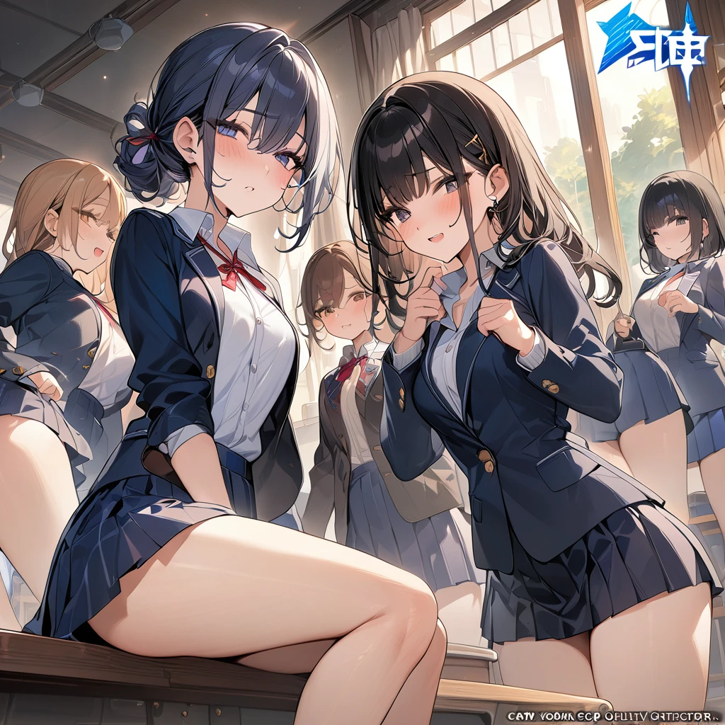 (masterpiece, top quality, best quality, official art, sfw), multiple girls, multiple different characters, school girls, school,