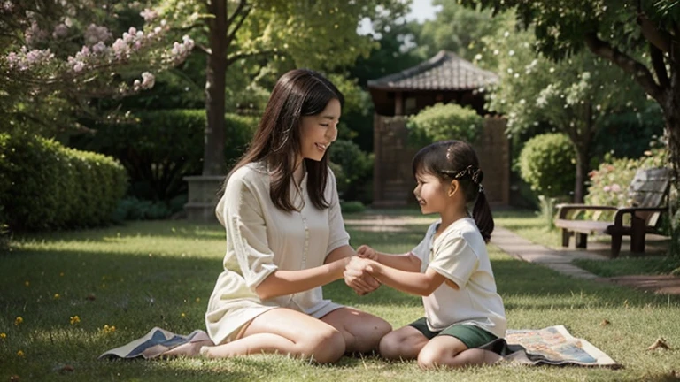 Scene Setting:
The scene is set in an outdoor park or garden, bathed in sunlight, with a peaceful and harmonious environment.
Character Design:
Mother: A gentle Chinese mother, dressed in casual and comfortable clothing, with a bright smile, holding the child's hand.
Child: A disabled , showcasing diversity with options such as hearing impairment or visual impairment. The child expresses reliance and trust towards the mother.
Emotional Expression:
There is an intimate and mutual understanding between the mother and child, with the mother's eyes full of love and support, while the child shows a joyful and reassured expression.
The color palette of the image includes warm and harmonious natural tones, such as green grass and soft yellow sunlight, enhancing a sense of harmony and natural beauty.
Background Details:
The background features natural elements like flowers, trees, or a distant lake, creating a serene and relaxing atmosphere.
Text and Slogan:
If needed, inspiring words could be added in a corner or edge of the image, such as "Love and companionship are the strength of every child's growth."