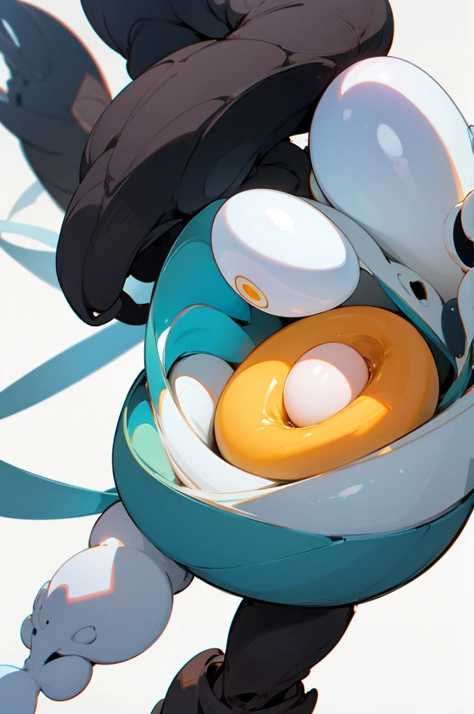 Egg with 2 arms, 2 legs, and a face on a white background