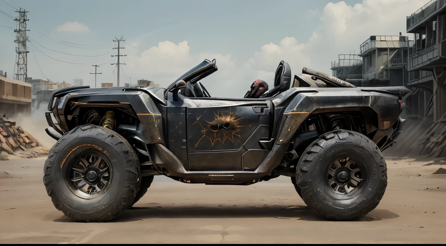 (Rough city)、(Cyberbank Hot Lot)、(Equip your weapon)、explosion、Firing、Live Action、In detail、Deep Rim、Wide tires、parking、