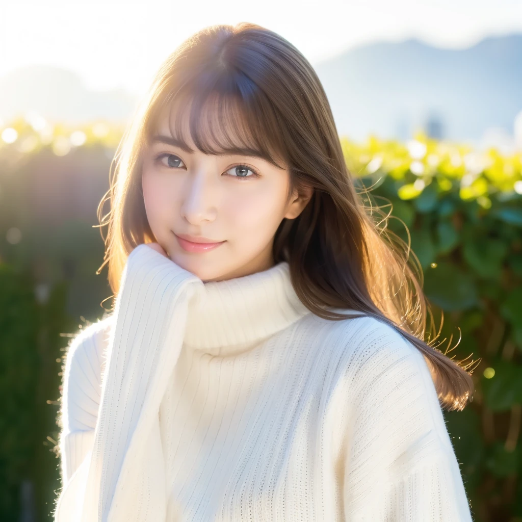 1girl, beautiful , posing,white sweater,crystal clear white skin, 