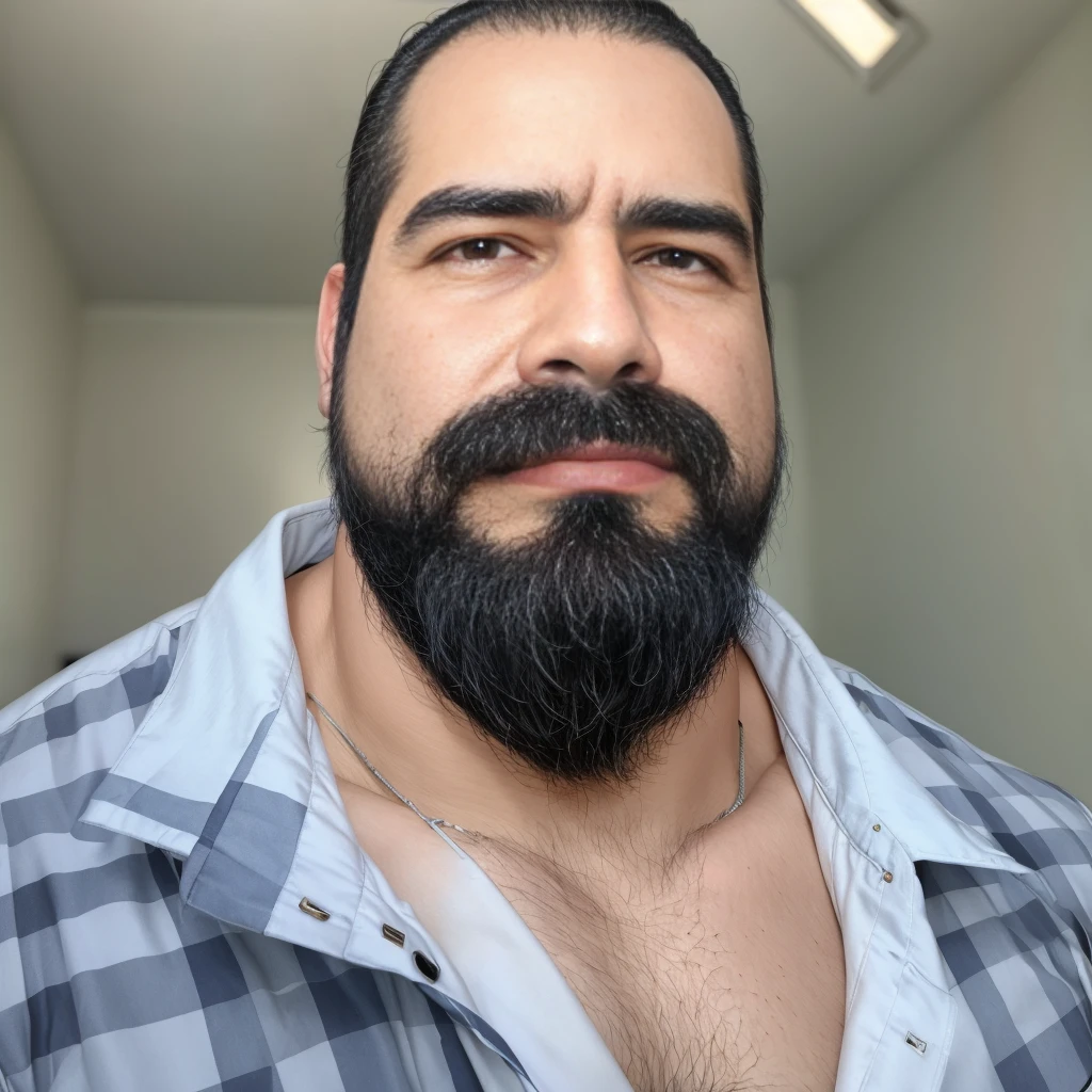 Masterpiece, Best Quality, high resolution, close-up portrait, (1 chico:1.4) A man in a lumberjack suit, muscular, (with shirt: 1.2) enfoque masculine, concentrate alone, tanned skin, 38 year old man, muscular, strong, furry, masculine, (shirtless: 1.2), in the background a mountain, in a city with a lot of traffic and pollution, amazing composition, front view, HDR, volumetric lighting, (plano general, FROM THE FRONT:1.2) (GS-Macho :1.5) (magnificent landscape:1.2)