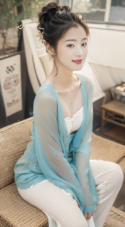 wearing sheer sarong, standing, (8k, RAW photo, best quality, masterpiece:1.2), (realistic, photo-realistic:1.4), (extremely detailed 8k wallpaper), hand between legs, Looking at viewer,