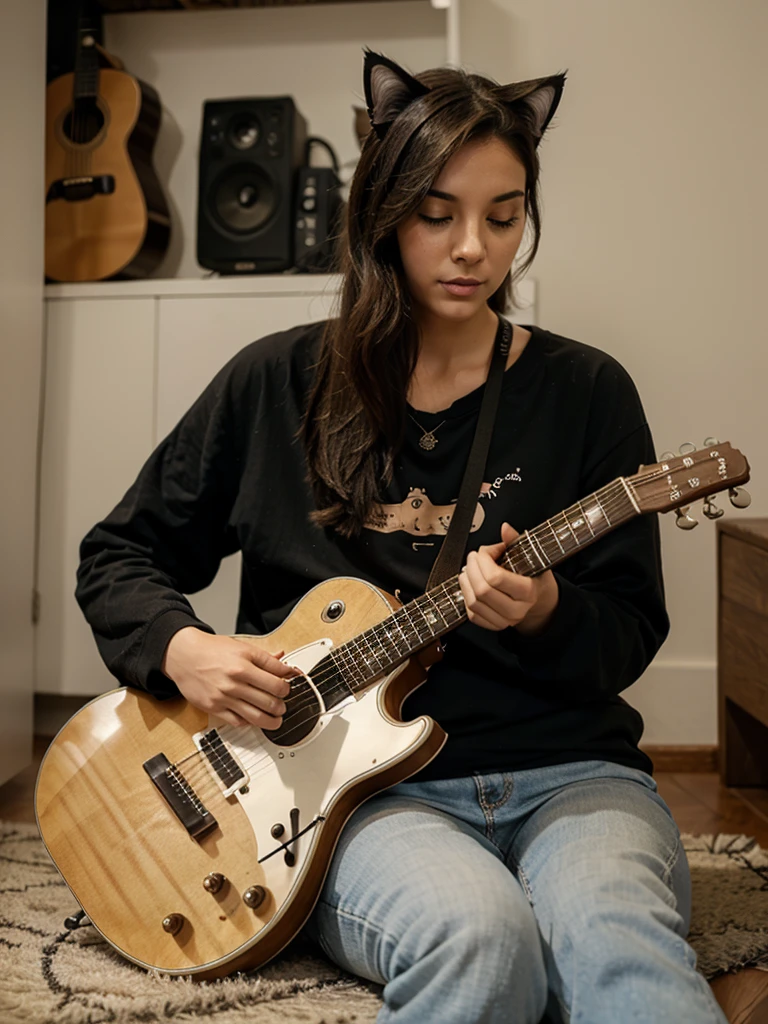 A cat，Playing guitar，so cute