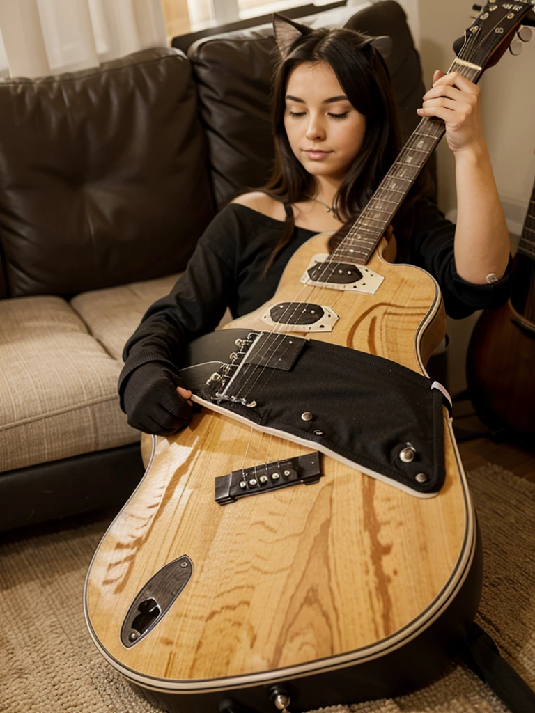A cat，Playing guitar，so cute