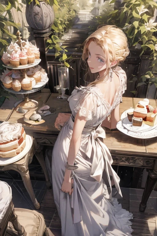(from above:1.2),18 year old beautiful girl,Purplish blue eyes that dreamers desire,(Blonde hair) , small stature, (masutepiece:1.2, Best Quality),(finely detailed beautiful eye: 1.2),(beautifull detailed face),(perky chest:1.1),(pointed chest:1.2),(cakes magazine cover:1.5),(Best Illumination, extremely delicate and beautiful),sexy pose,make a cocktail , in a bar counter,Ultra Contrast,Braid a little around the ears, White long dress, (very detailed),(Raw photo, highest quality),(realistic, Photoreal:1.3), high detail, very detailed complex 3D rendering of face, (very detailed skin:1.2), dynamic angle, fire glow effect, professional lighting, side light, cinematic light, a super high resolution, 8K , best shadow, particles of light, Fine skin texture, detailed face, intricate details, Super detailed, shine, Please reconsider, full body,, beautiful face, shiny skin, thin, nice companion, delicate body, thin legs, naked apron, ((crawl on all fours:0.4)), beautiful back, butt, turn around, A picture from a little behind, bend the body, the skirt is floating in the wind, Dark purple panties, thin Pubic hair ,(with sparkling eyes and a contagious smile), open mouth, highest quality, high resolution, Real World, Natural light, perfect Natural Light, ((the tip is protruding, areolas protruding,The shape of the pubic area is clearly visible:1.2)),Sweating,Wet,Wet crotch,Wet thighs,Realistic, (cute, perfect clothes, skimpy clothes, cute: 1.3) ,narrow waist,(with sparkling eyes and a contagious smile:0.9),looking at viewer,