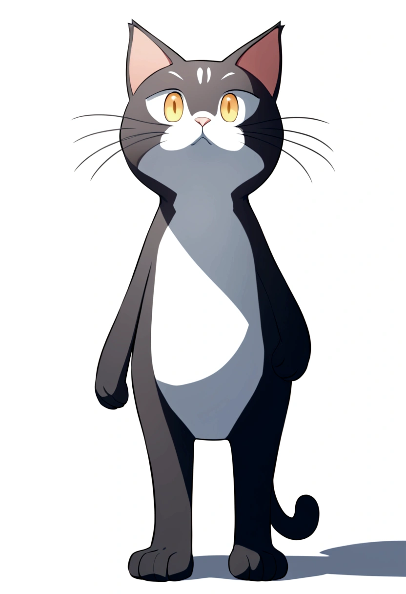 A cartoon cat,front,Standing,White background