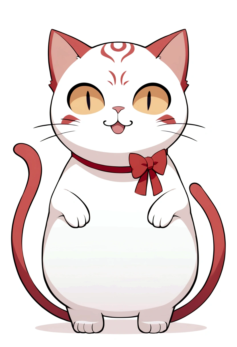 A cartoon cat,front,Standing,White background
