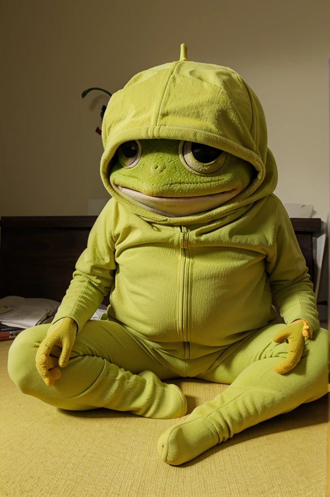 Yellow pepe frog chillin