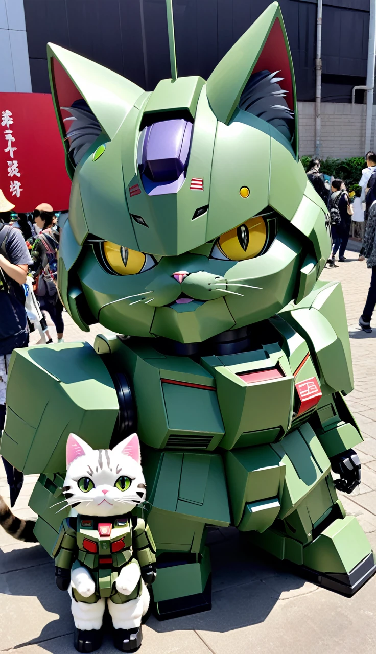 Cat-shaped Gundam and Cat-shaped Zaku.